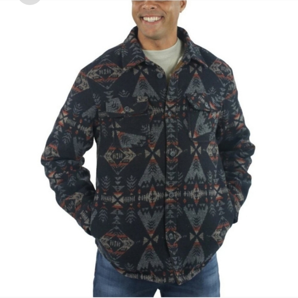 Jachs Men’s Multi Aztec Sherpa Lined Wool Blend Jacket Shacket New